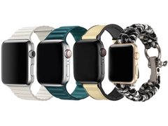 Set 4 Curele iUni compatibile cu Apple Watch 1/2/3/4/5/6/7, 44mm, Alb, Verde, Crem, Negru/Alb