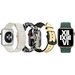 Set 4 Curele iUni compatibile cu Apple Watch 1/2/3/4/5/6/7, 44mm, Alb, Verde, Crem, Negru/Alb